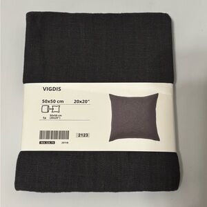 Ikea VIGDIS Gray Woven Pillow Cushion Cover 100%‎ Ramie 20" x 20"